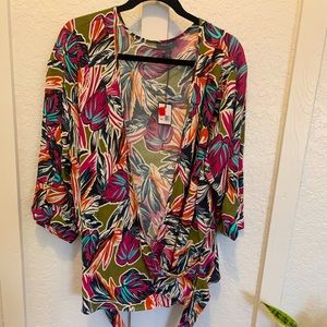 Plus size wrap peplum belted blouse